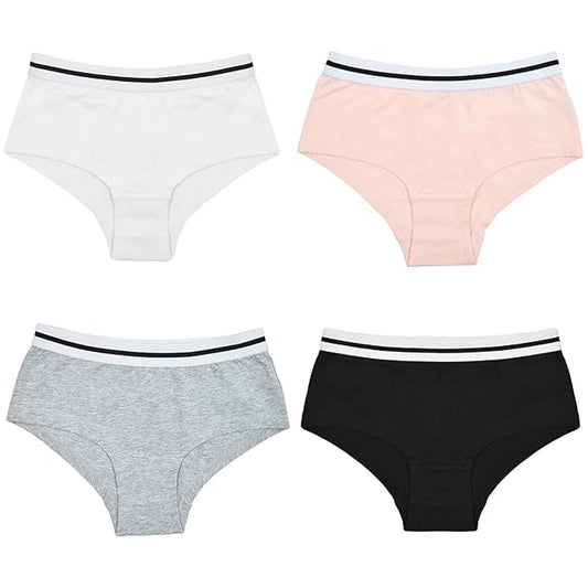 Pack of 4 Girls Cotton Comfort Fit Shorts Breathable Stretchy Knickers for Everyday Wear in Sizes 6-13 Years by Daisy Dreamer
