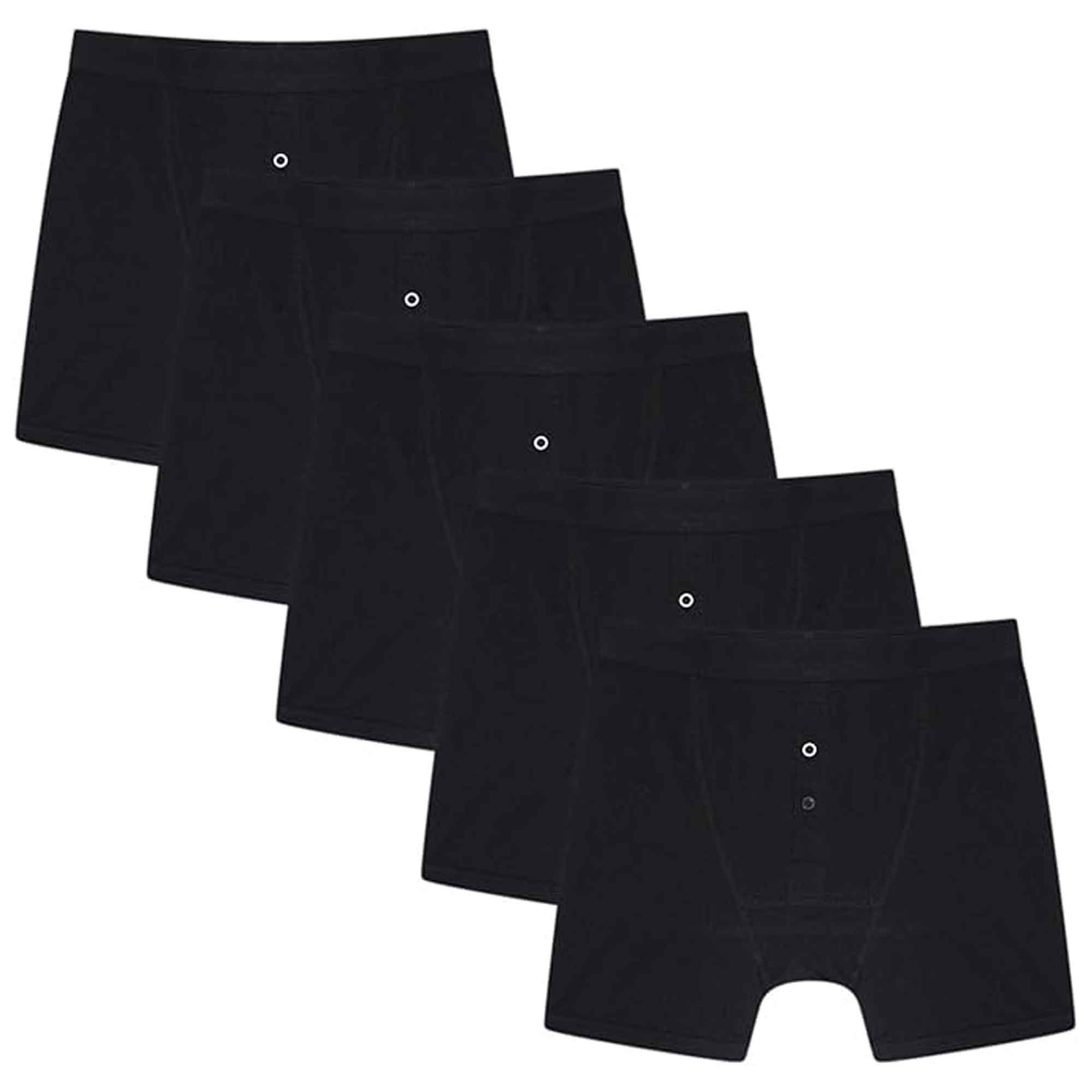 Sock Stack Men's Cotton Button Fly Boxer Shorts Pack Of 5 Breathable Stretch Gym Sports