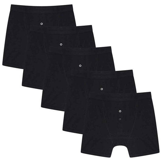 Pack of 5 Men's Cotton Boxer Shorts Button Fly Breathable Stretchy Classic Trunks Premium Comfort Everyday Wear Gym Sports Sock Stack