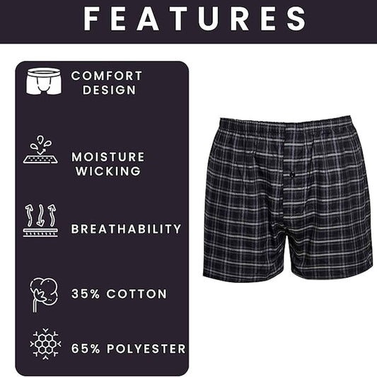 Pack of 6 Kids Loose Fit Woven Boxers Durable Cotton Blend with Elastic Waistband Sizes 5-13 Years Ideal for School Sports KB01 by Sock Stack
