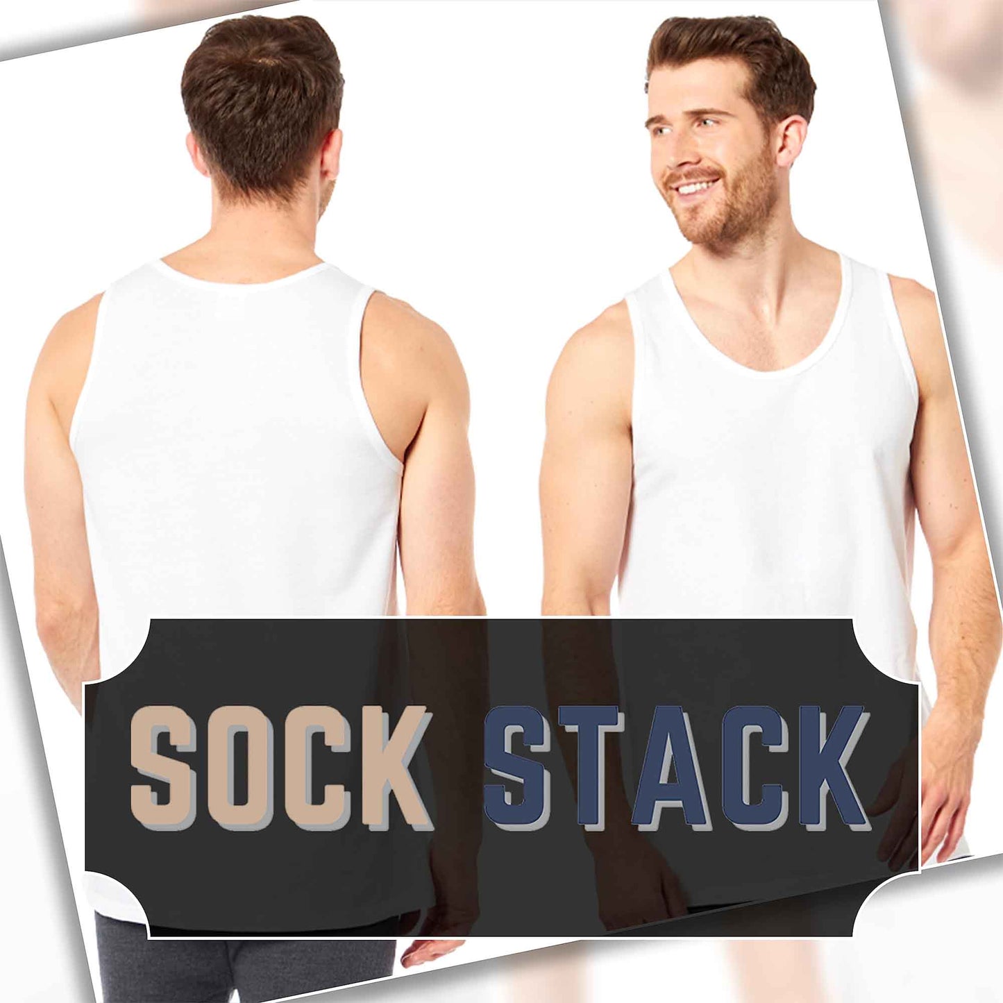 Pack of 6 Men's Cotton Blend Gym Muscle Vests Fitted Lightweight Comfortable Breathable Summer Wear Sizes S to XXL Available in Black Grey Navy White by Sock Stack