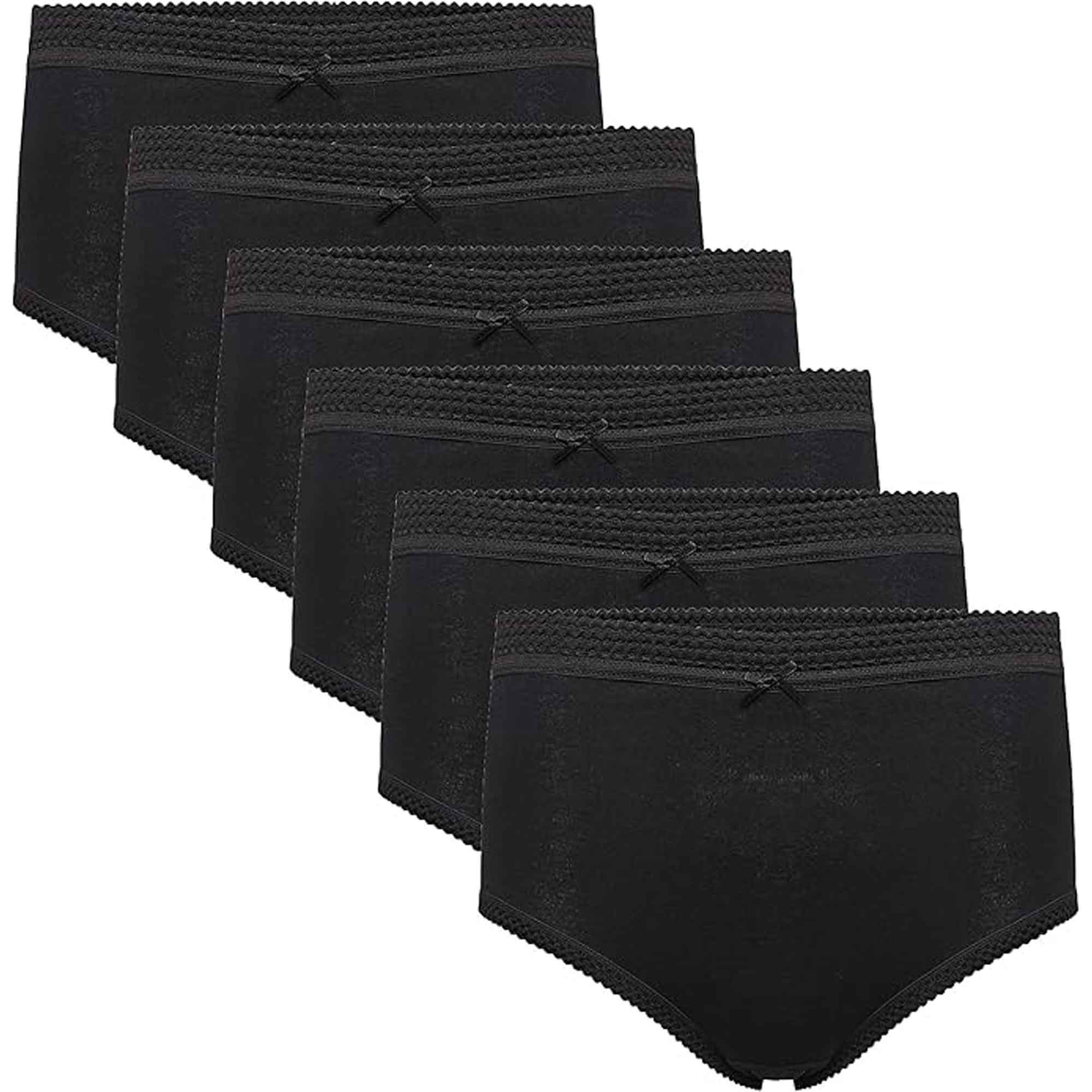 Sock Stack Pack Of 6 Womens 100% Cotton Maxi Briefs Full Coverage Breathable Everyday
