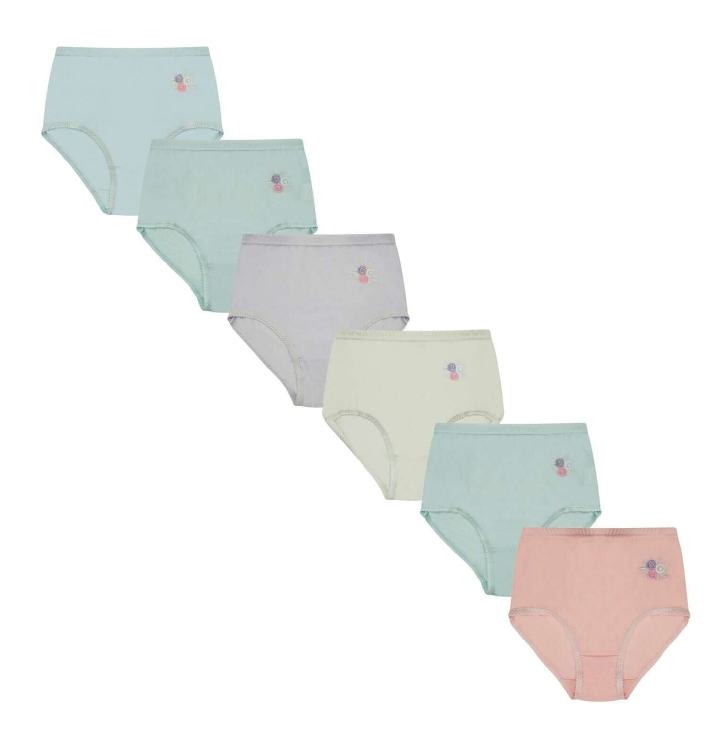 Pack of 6 Womens Embroidered Full Briefs Maxi Underwear Ultra Comfortable Stretch Waistband Premium Cotton Blend Breathable Everyday Essential Panties by Daisy Dreamer