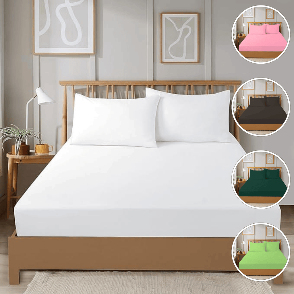 OLIVIA ROCCO Fitted Sheets, Plain Dye, Super Soft, Easy Care, Bed Linen Sets, Single to King, Three Quarter Sizes, Multiple Colours