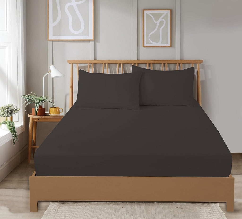 OLIVIA ROCCO Fitted Sheets, Plain Dye, Super Soft, Easy Care, Bed Linen Sets, Single to King, Three Quarter Sizes, Multiple Colours
