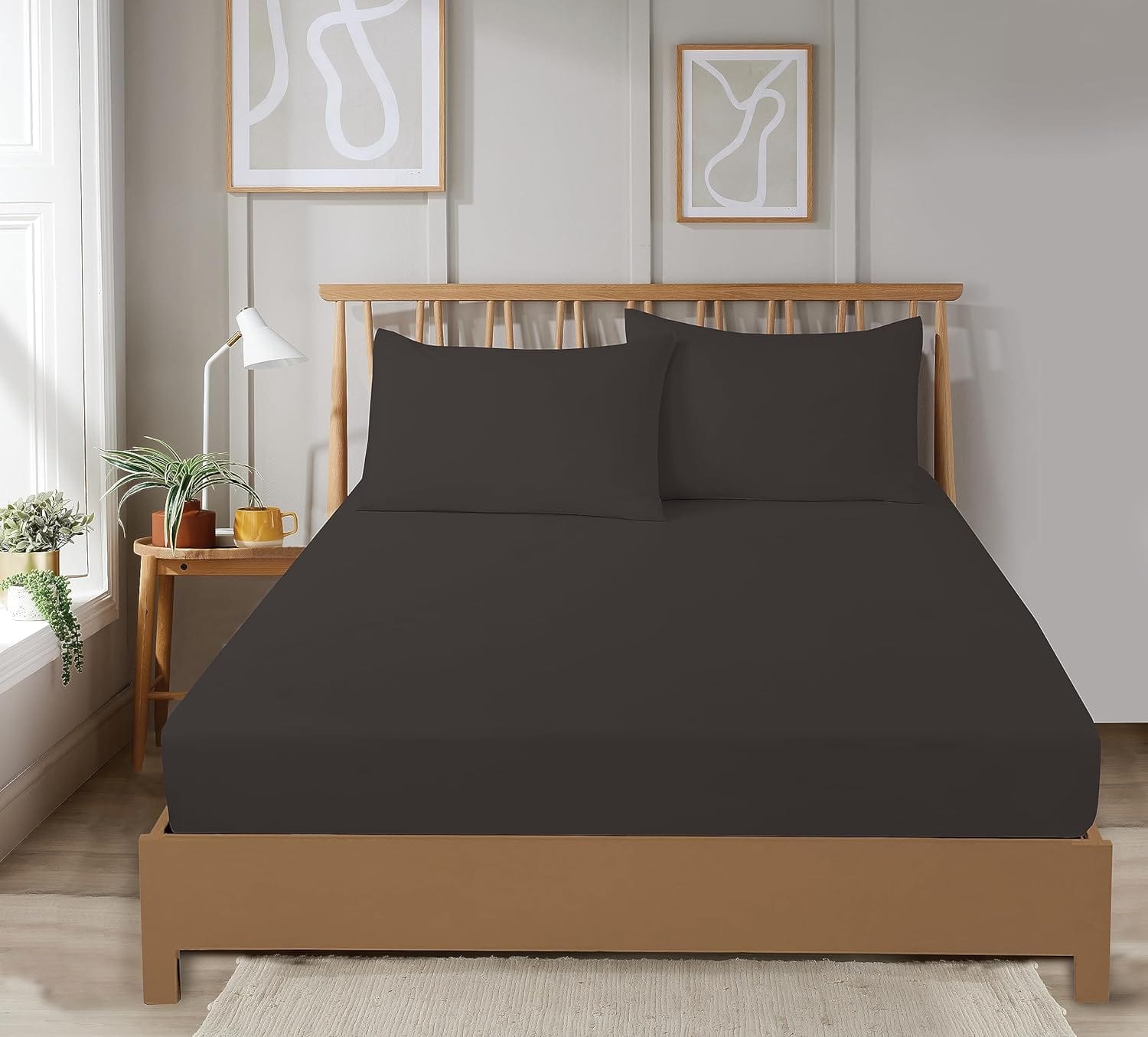 OLIVIA ROCCO Fitted Sheets, Plain Dye, Super Soft, Easy Care, Bed Linen Sets, Single to King, Three Quarter Sizes, Multiple Colours