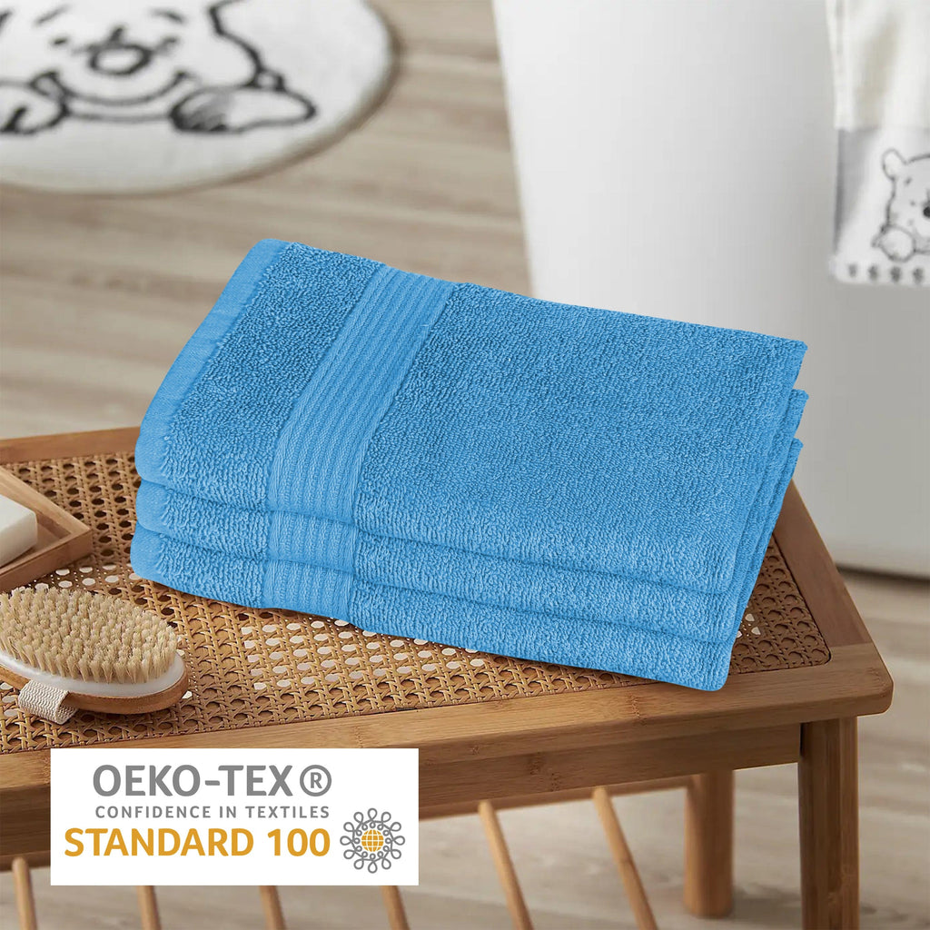 OLIVIA ROCCO Rhodes Towel Aqua 100 Percent Cotton Hotel Quality Soft Super Absorbent Hand Towels Sheets And Face Cloths Premium