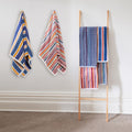 OLIVIA ROCCO Towels Set Of 6 100 Percent Recycled Cotton Quick Dry Absorbent Striped Assorted Colours For Gym Beach Travel Home