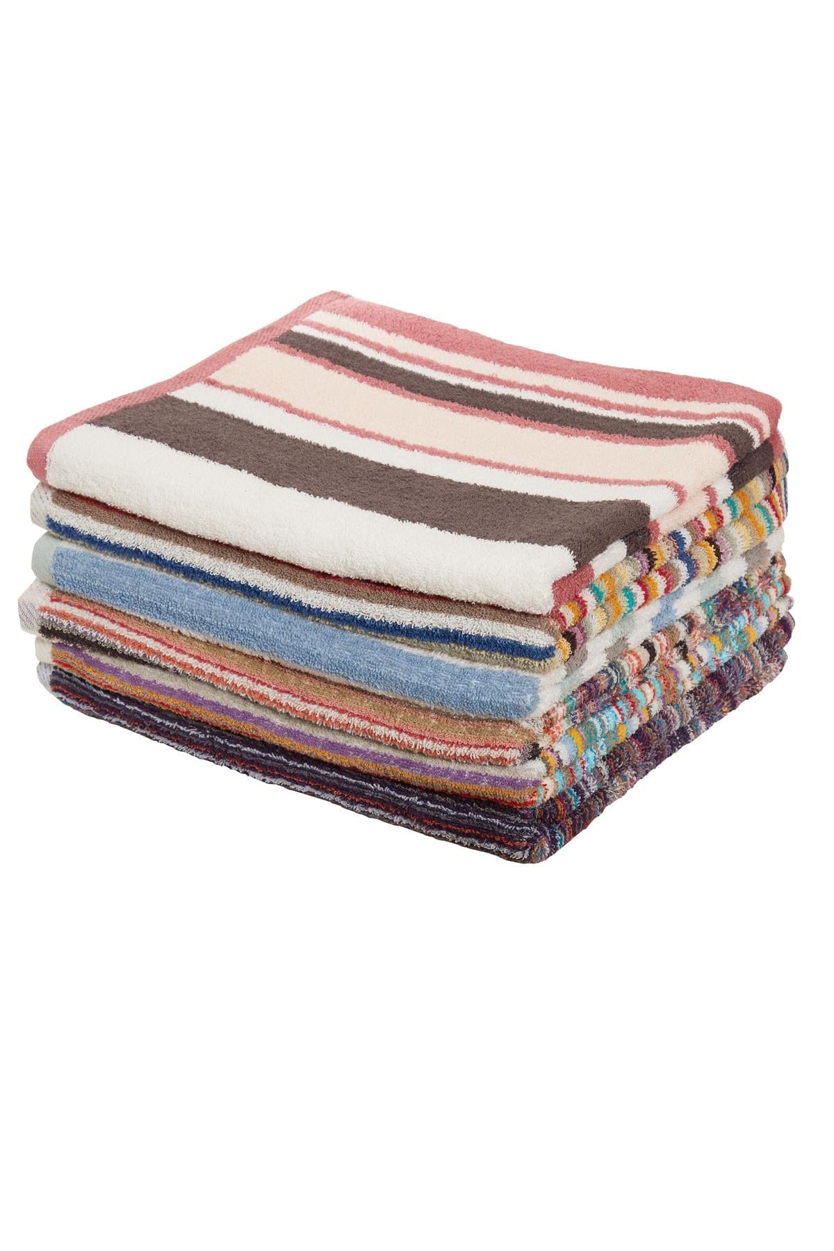 OLIVIA ROCCO Towels Set Of 6 100 Percent Recycled Cotton Quick Dry Absorbent Striped Assorted Colours For Gym Beach Travel Home