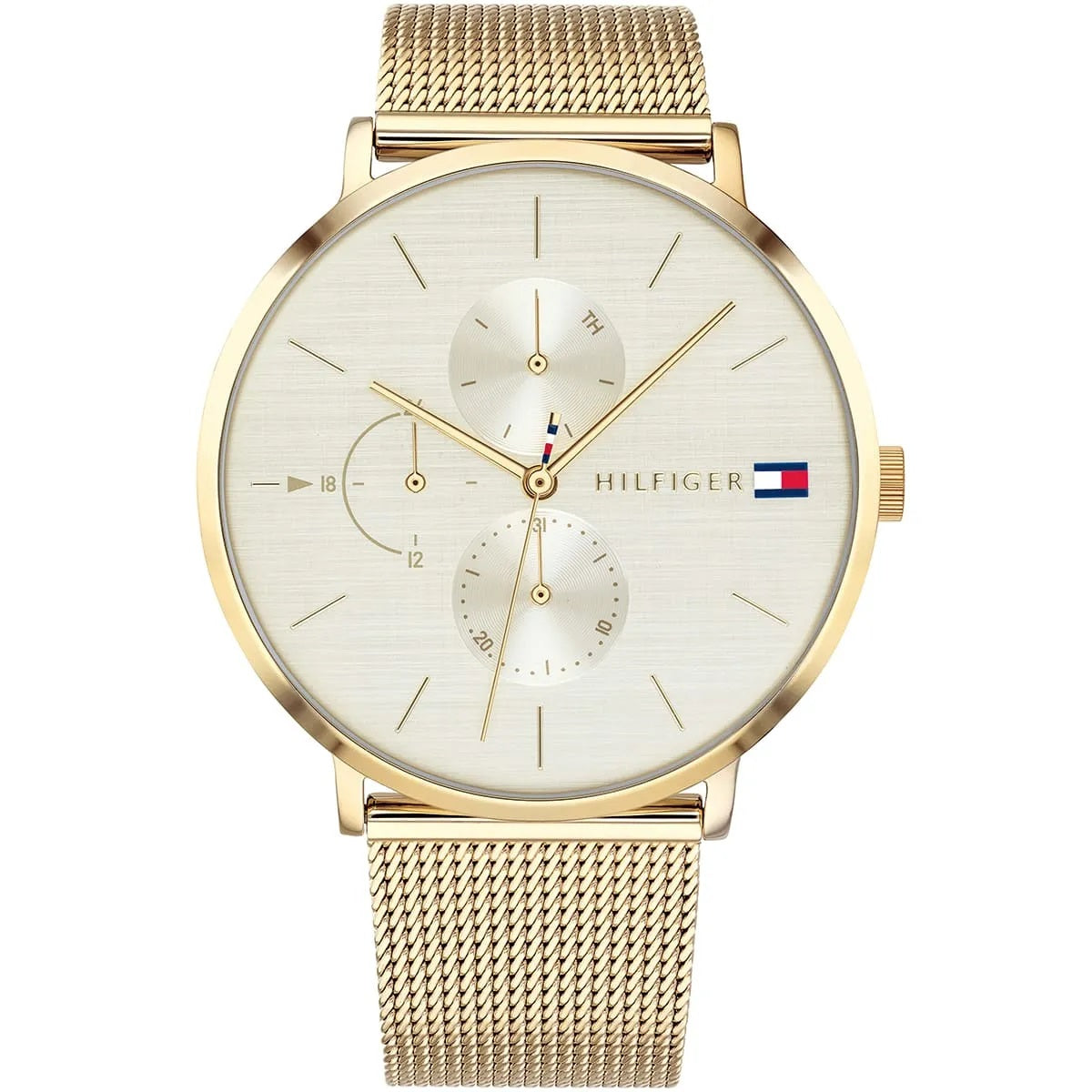 Tommy Hilfiger Women’s Watch Stainless Steel Gold Mesh Strap With Gold Dial 1781943 Jenna