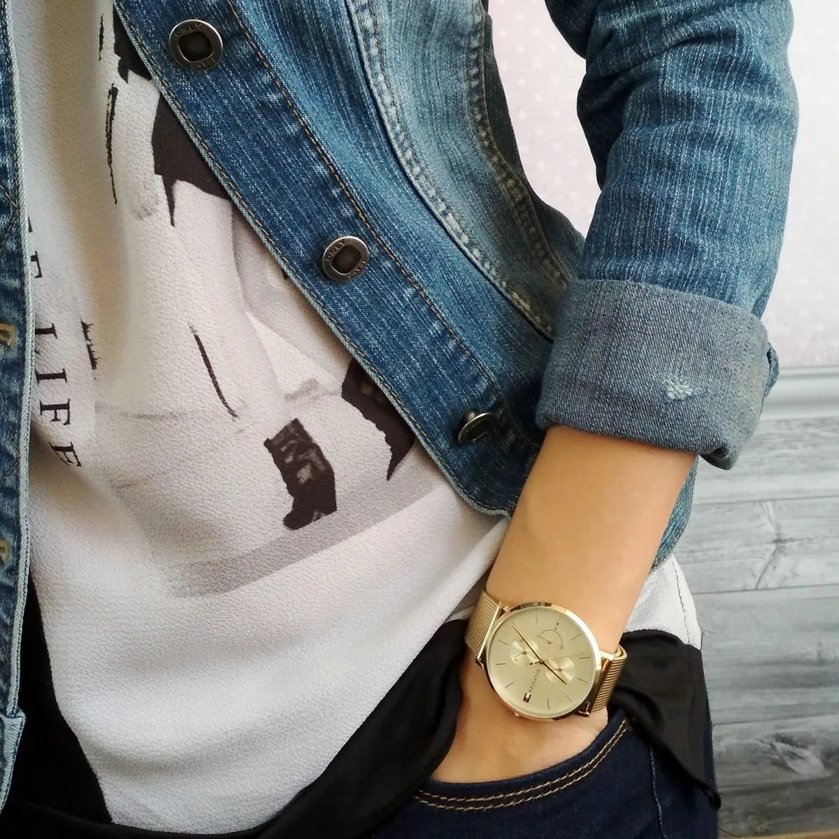 Tommy Hilfiger Women’s Watch Stainless Steel Gold Mesh Strap With Gold Dial 1781943 Jenna