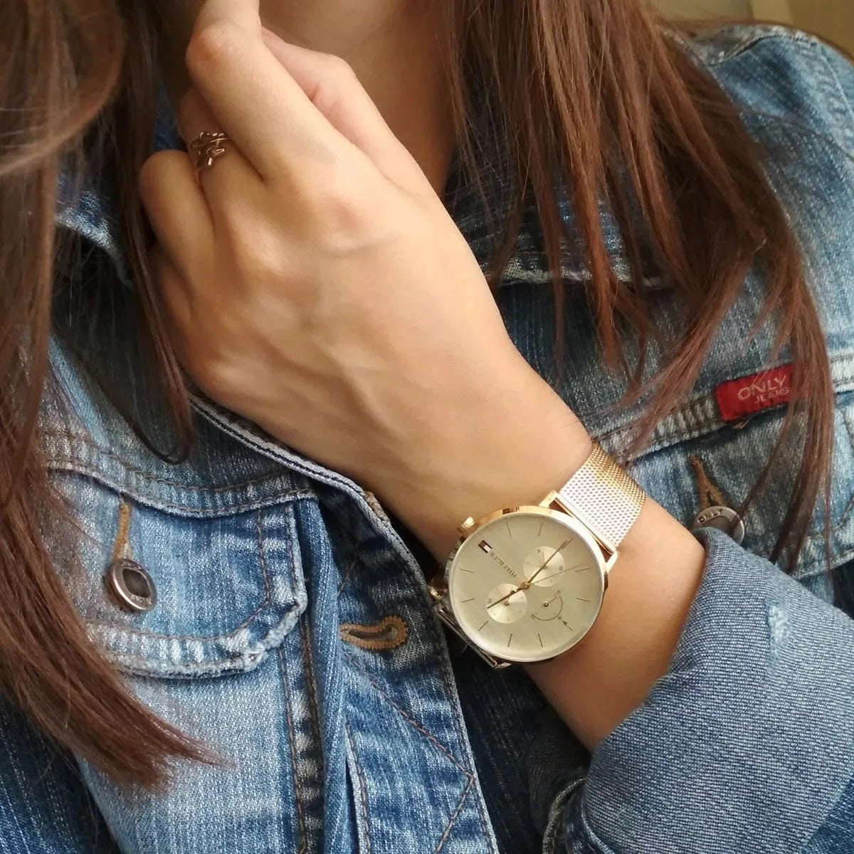 Tommy Hilfiger Women’s Watch Stainless Steel Gold Mesh Strap With Gold Dial 1781943 Jenna