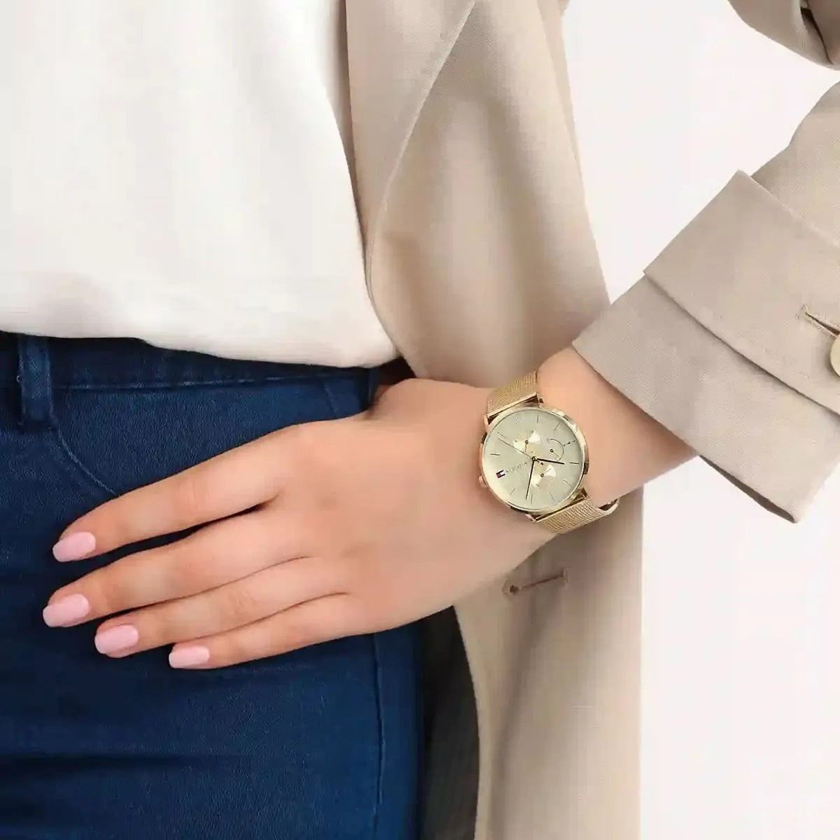 Tommy Hilfiger Women’s Watch Stainless Steel Gold Mesh Strap With Gold Dial 1781943 Jenna