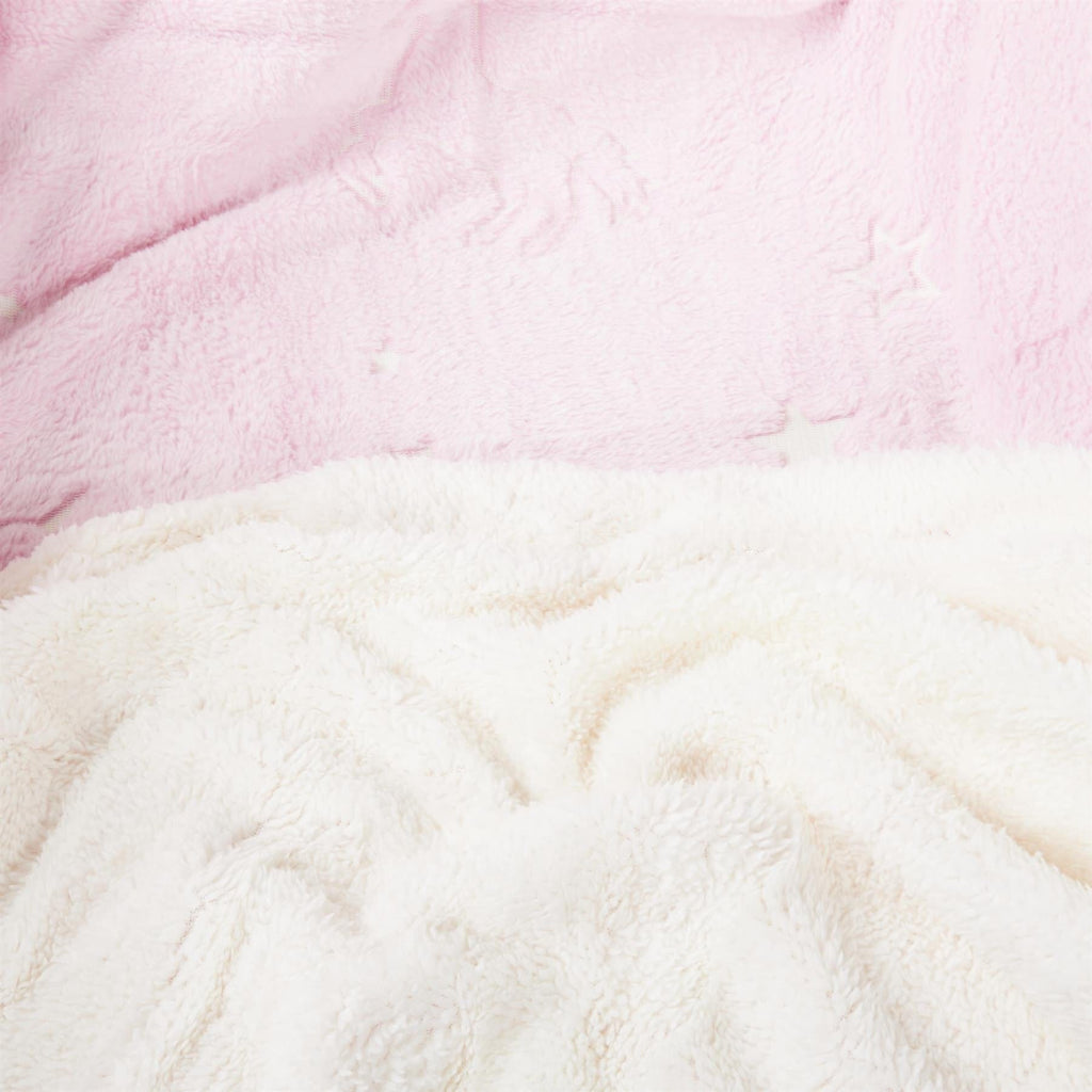 OLIVIA ROCCO Unicorn Glow In The Dark Teddy Duvet Set Pink For Kids OEKO-TEX Certified Soft Teddy Fleece Cozy Bedding Machine Washable