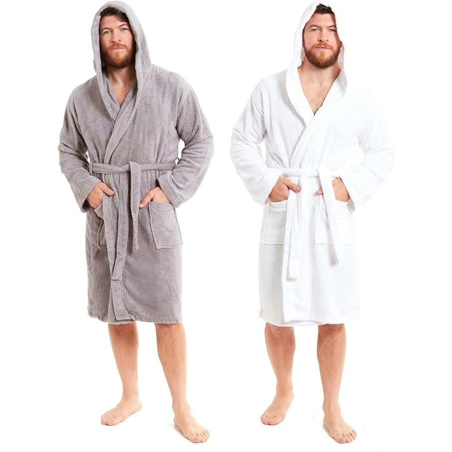 Unisex Bamboo Hooded Dressing Gown Super Soft Towelling Bath Robe for Men & Women by Sock Stack