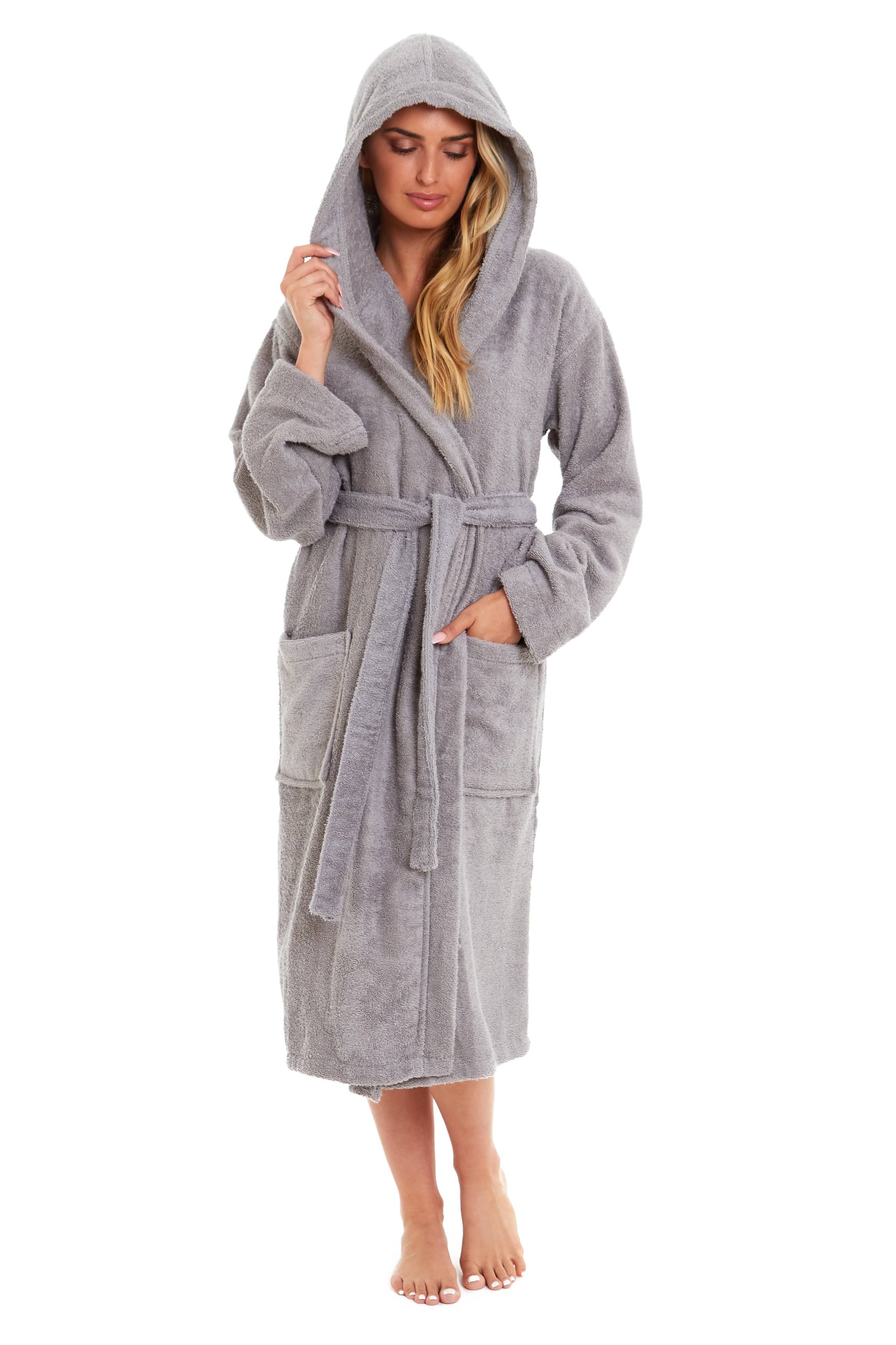 Sock Stack Unisex Bamboo Hooded Dressing Gown Towelling Bath Robe Super Soft Machine