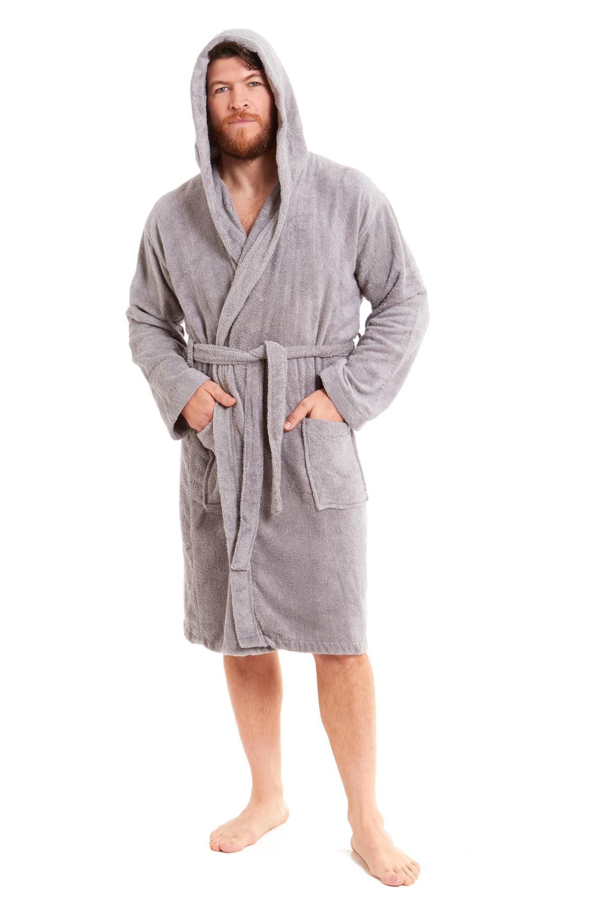 Unisex Bamboo Hooded Dressing Gown Super Soft Towelling Bath Robe for Men & Women by Sock Stack