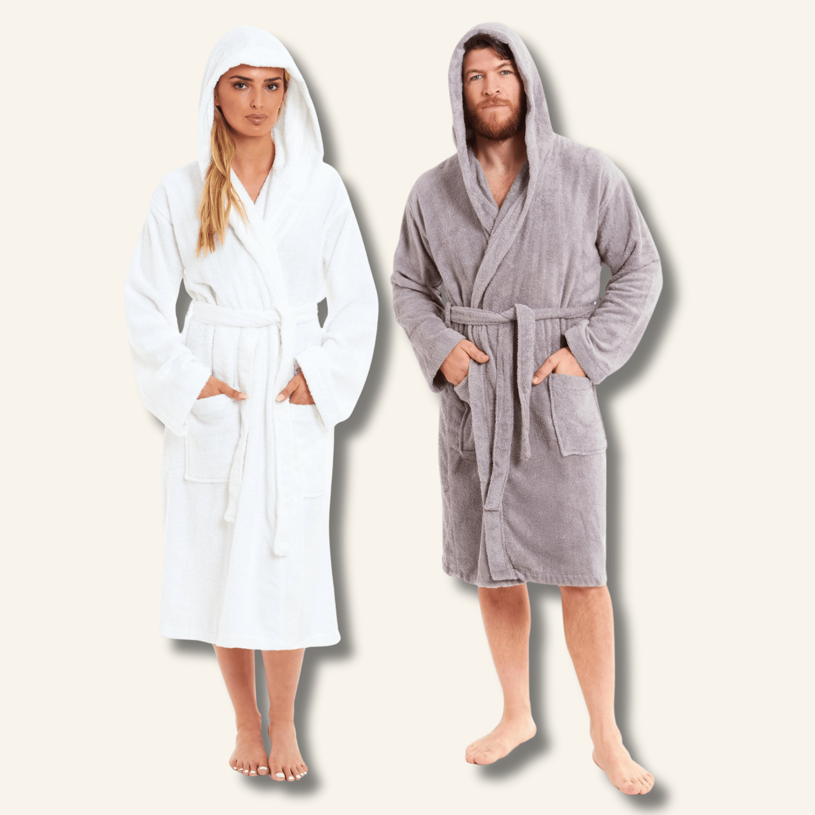 Sock Stack Unisex Bamboo Hooded Dressing Gown Towelling Bath Robe Super Soft Machine