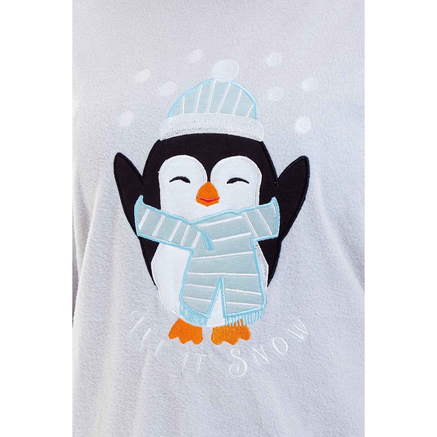 Warm Women's Polar Fleece Penguin Pyjama Set with Hood and Embroidery Fluffy Winter Loungewear Ideal for Christmas Gift Multiple Sizes by Daisy Dreamer