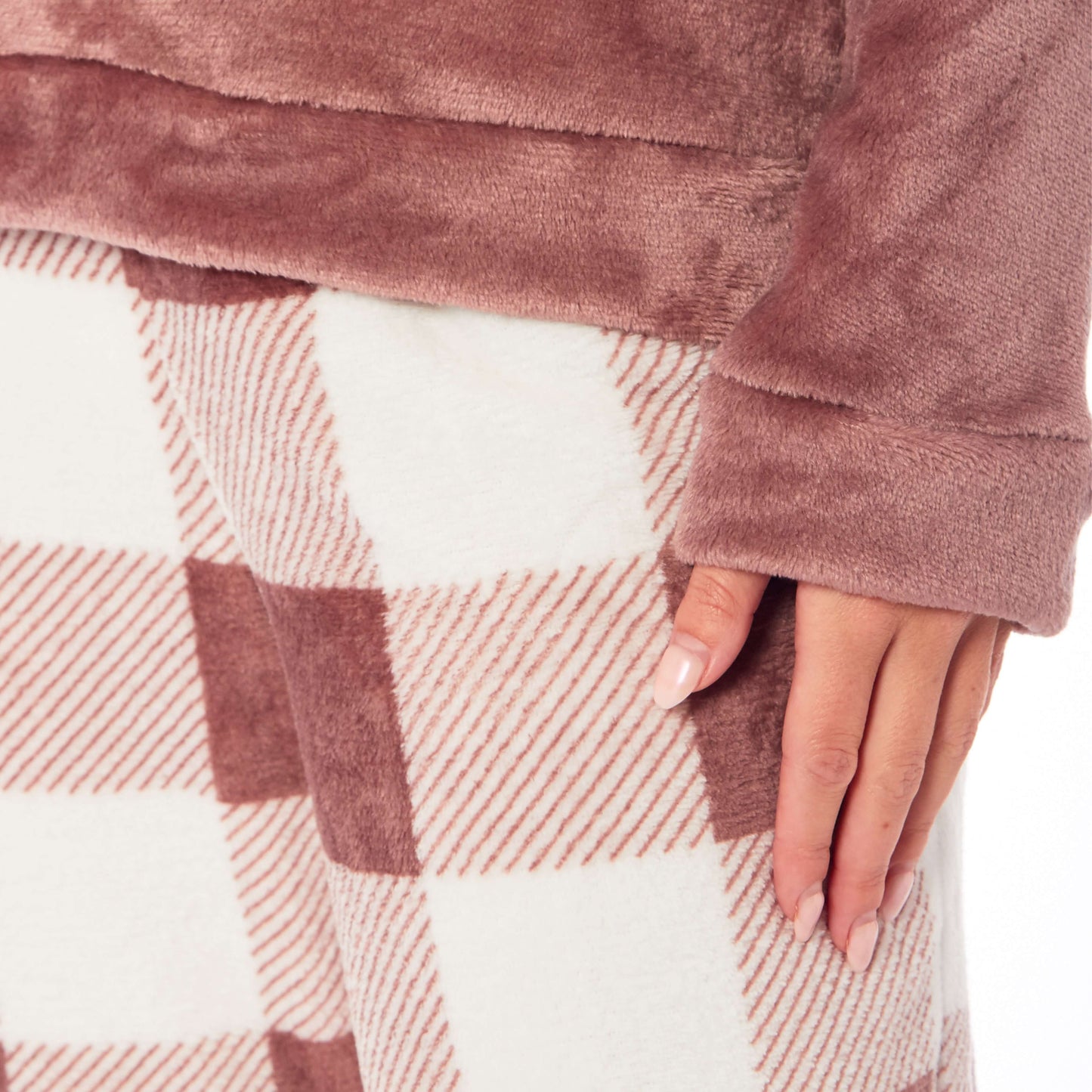 Women's Buffalo Check Fleece Pyjamas Set Long Sleeve Top and Bottoms Warm Nightwear Stylish Loungewear Multiple Sizes Available by Daisy Dreamer