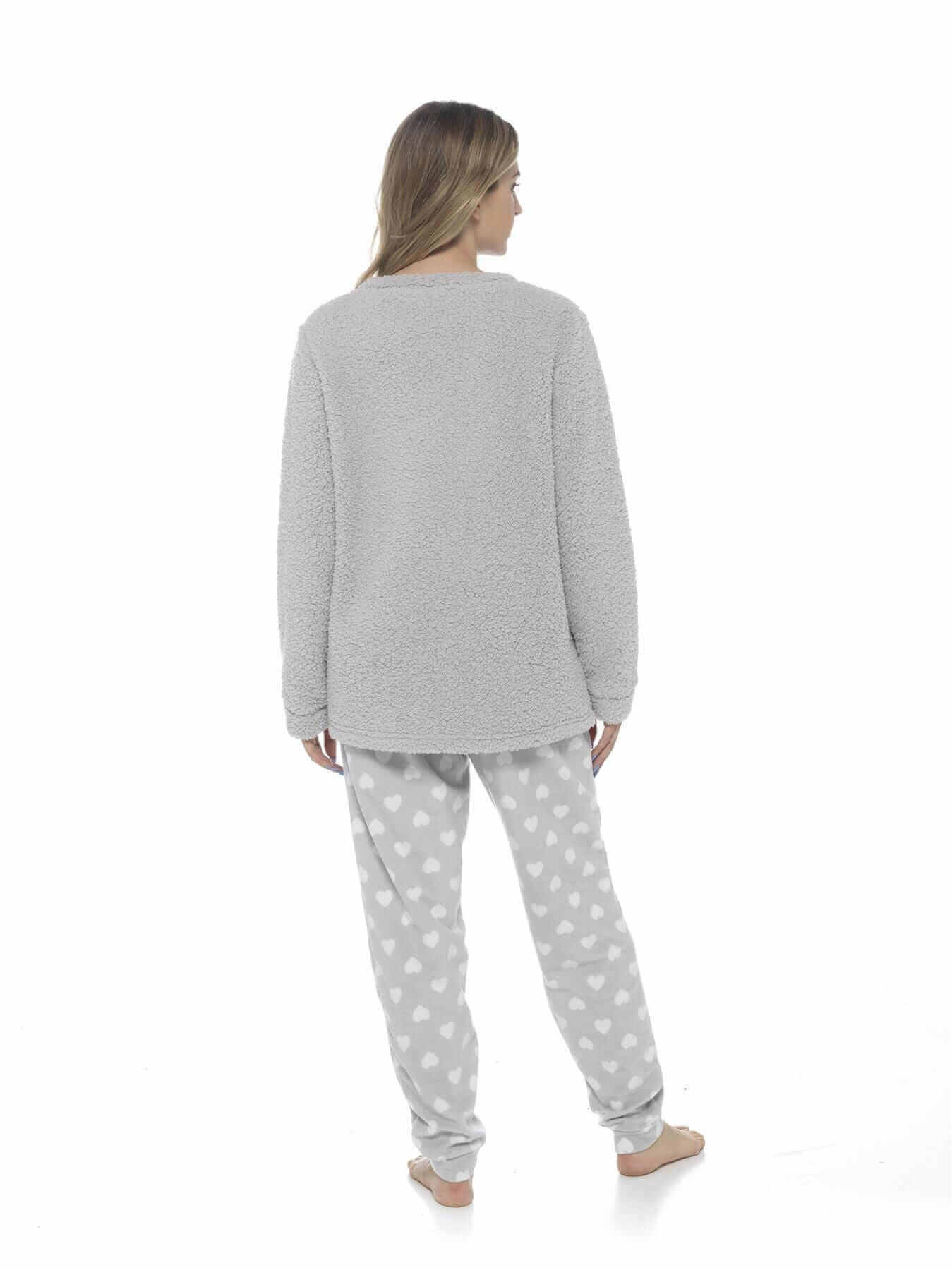 Women's Cozy Sloth Teddy Fleece Pyjama Set Super Soft Warm Loungewear Sleepwear with Trendy Design and Comfortable Fit Pants Perfect for Cold Nights Multiple Sizes by Daisy Dreamer