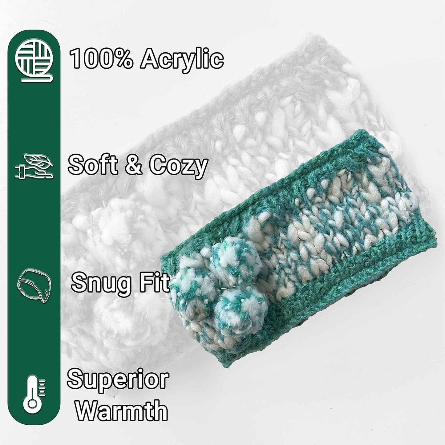 Women's Hand Knitted Daisy Pattern Winter Hat Headband Mittens Set with Pom Pom in Red Green Pink for Outdoor Activities and Holiday Gifts by Sock Stack