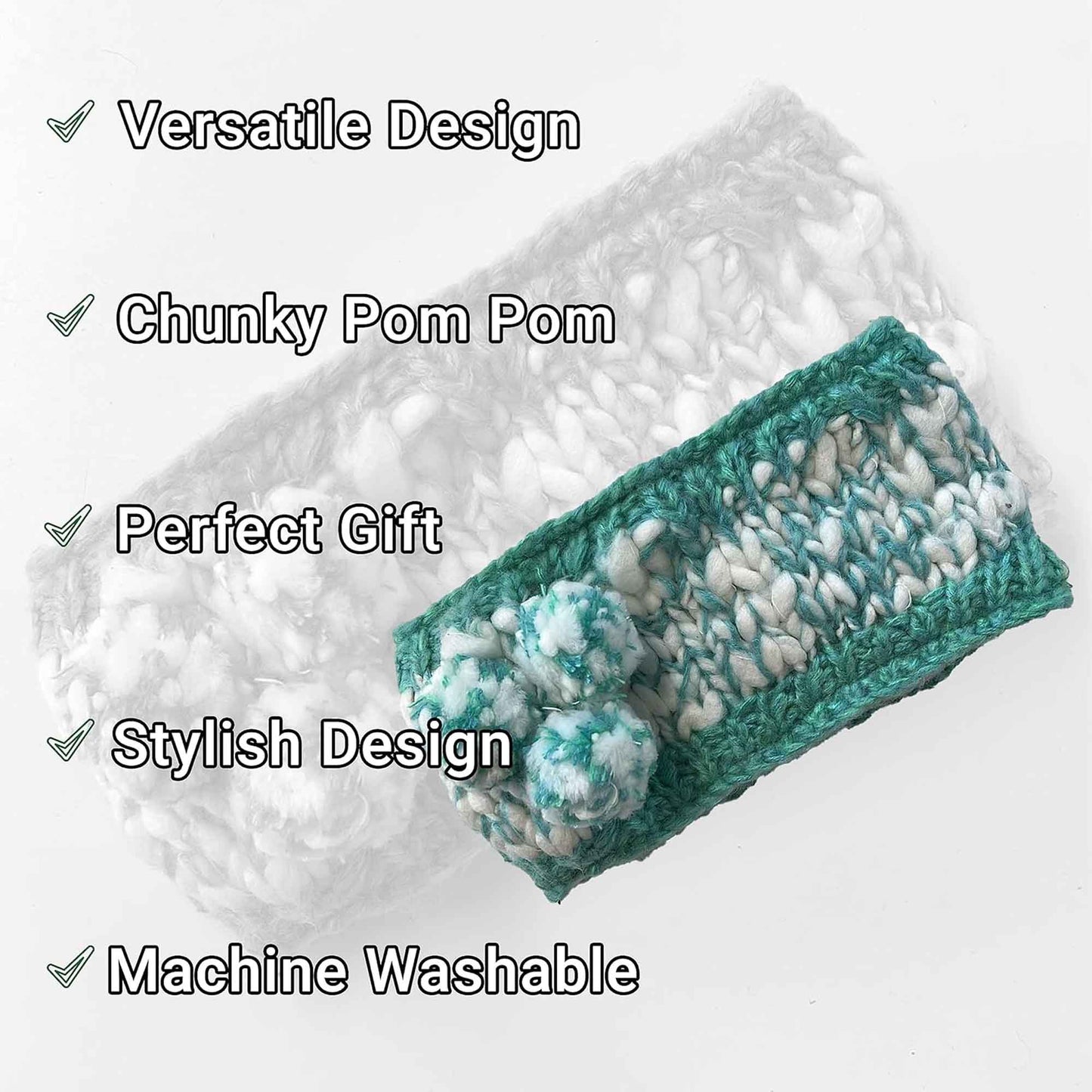 Women's Hand Knitted Daisy Pattern Winter Hat Headband Mittens Set with Pom Pom in Red Green Pink for Outdoor Activities and Holiday Gifts by Sock Stack