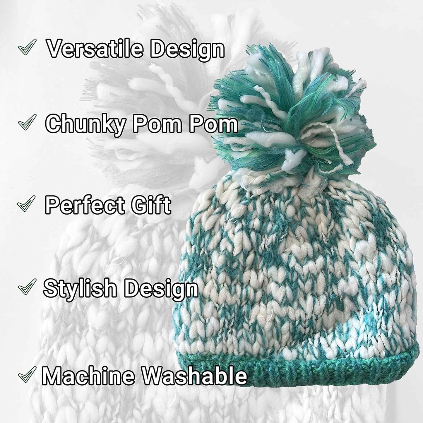 Women's Hand Knitted Daisy Pattern Winter Hat Headband Mittens Set with Pom Pom in Red Green Pink for Outdoor Activities and Holiday Gifts by Sock Stack