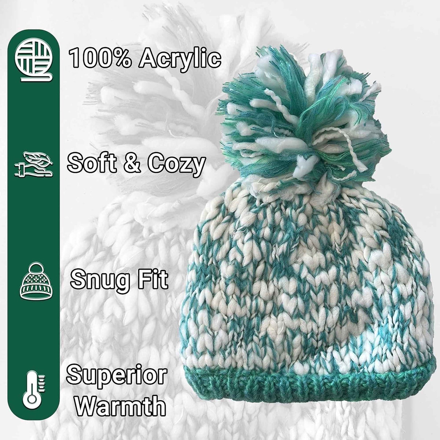 Women's Hand Knitted Daisy Pattern Winter Hat Headband Mittens Set with Pom Pom in Red Green Pink for Outdoor Activities and Holiday Gifts by Sock Stack