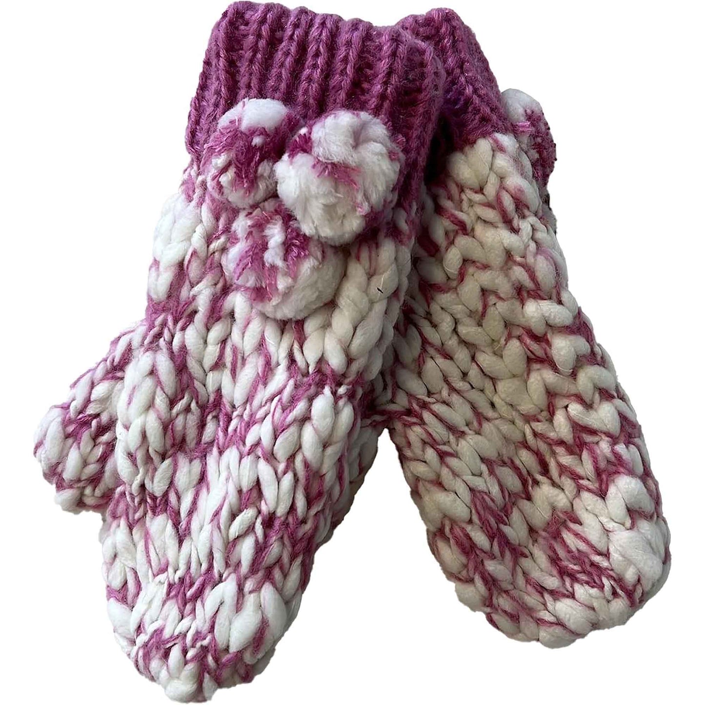 Women's Hand Knitted Daisy Pattern Winter Hat Headband Mittens Set with Pom Pom in Red Green Pink for Outdoor Activities and Holiday Gifts by Sock Stack