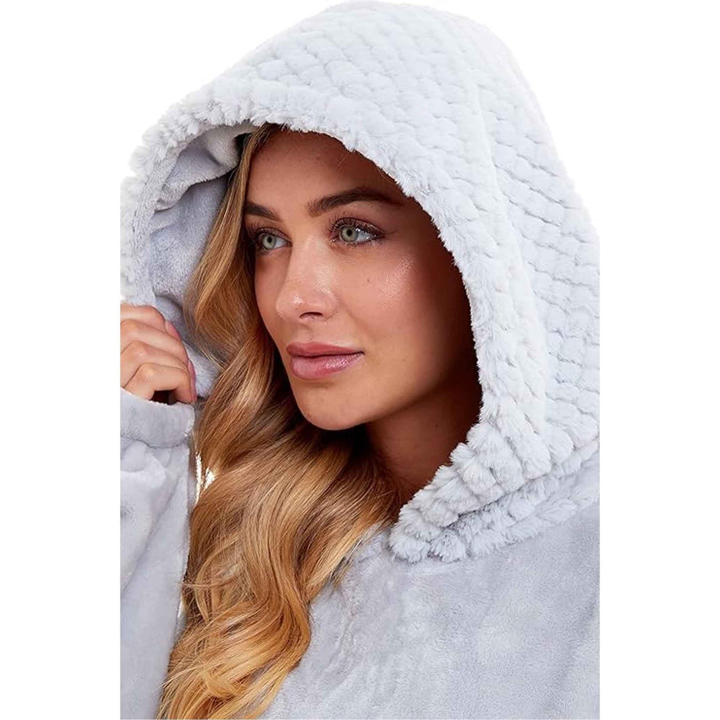 Women's Oversized Plush Hooded Poncho Blanket Cozy Fleece Hoodie with Fur Hood Ideal for Lounging Camping Outdoor Warmth by Daisy Dreamer