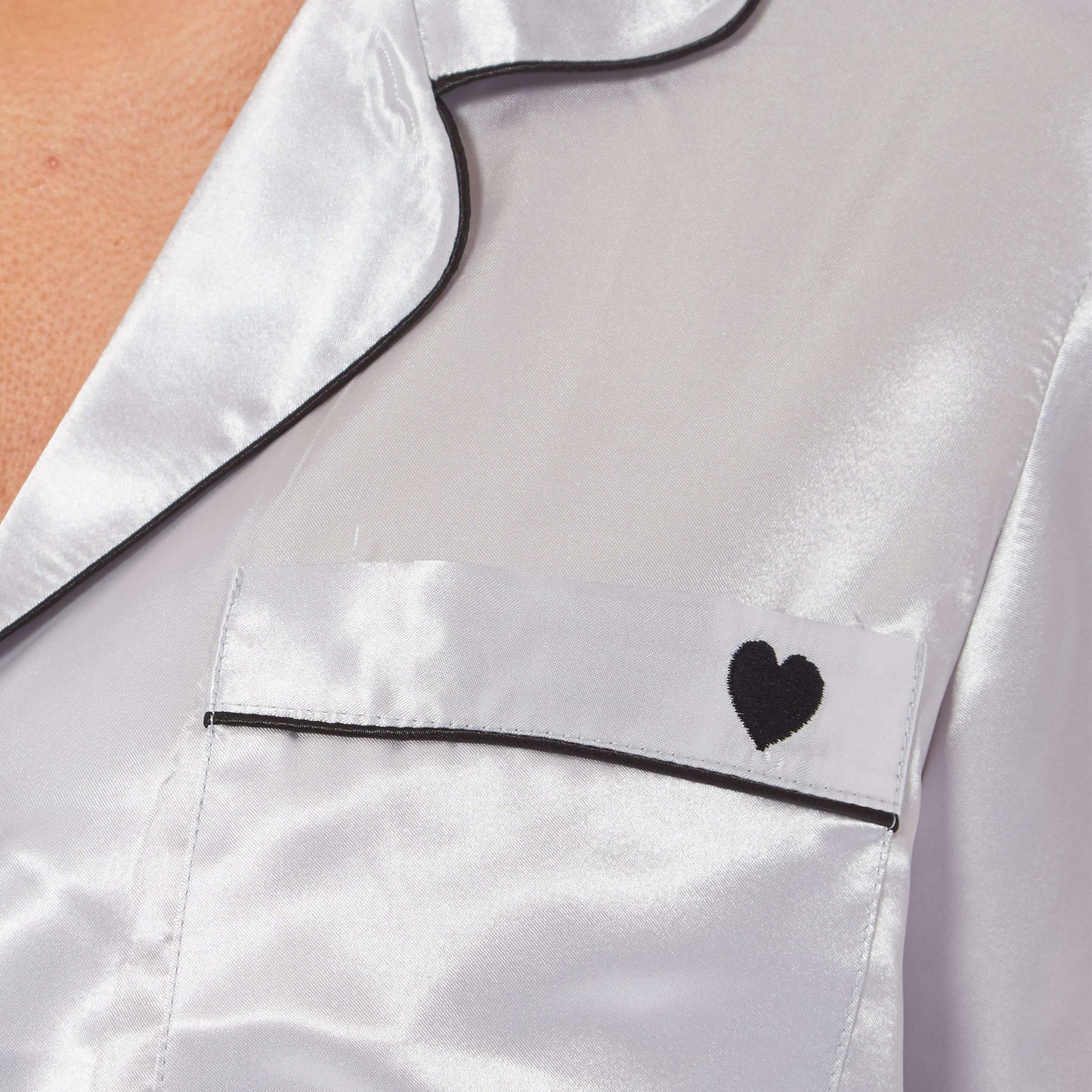 Women's Satin Silk Short Pyjama Set Soft Breathable Nightwear Loungewear PJs Black Pink Grey UK Sizes 8-22 by Daisy Dreamer