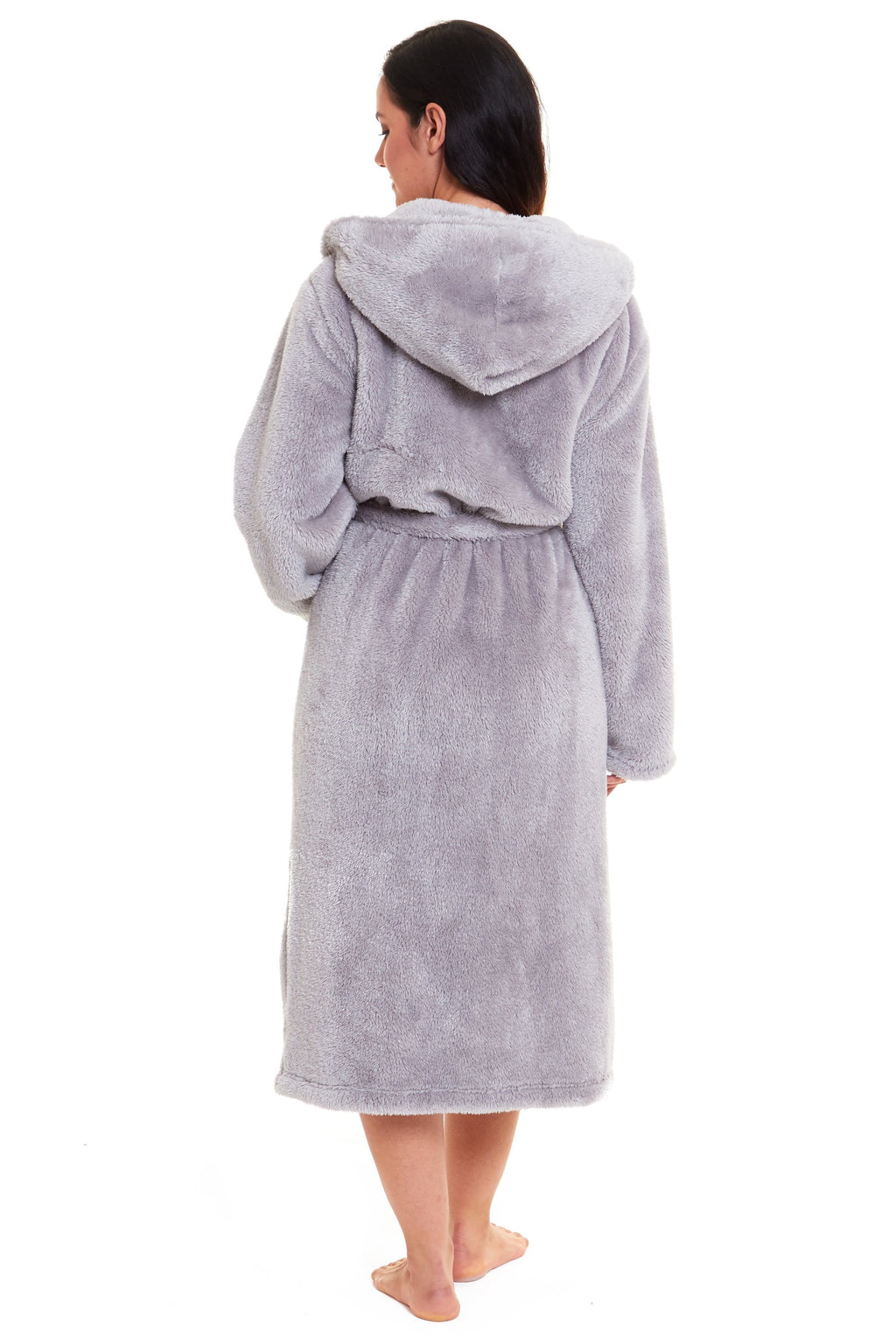Daisy Dreamer Women's Fleece Hooded Robe Snuggle Touch Velvet-Soft Loungewear UK Sizes 8-22 Green Grey Pink Cozy Bath Spa Home