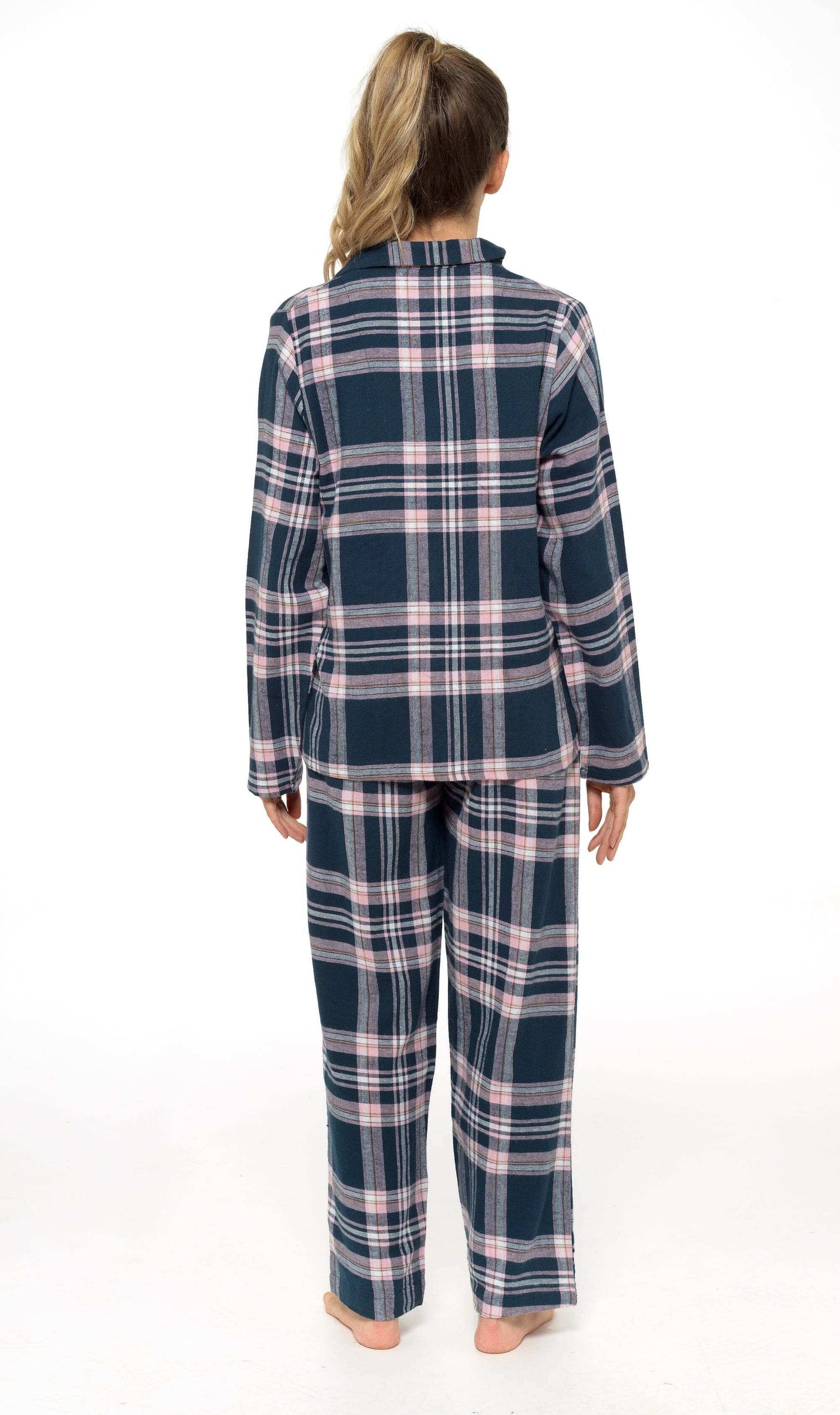 Women's Soft Brushed Cotton Flannelette Pajama Set with Elastic Waistband Cozy Check Pattern Sleepwear for All Seasons Small to XLarge by Daisy Dreamer