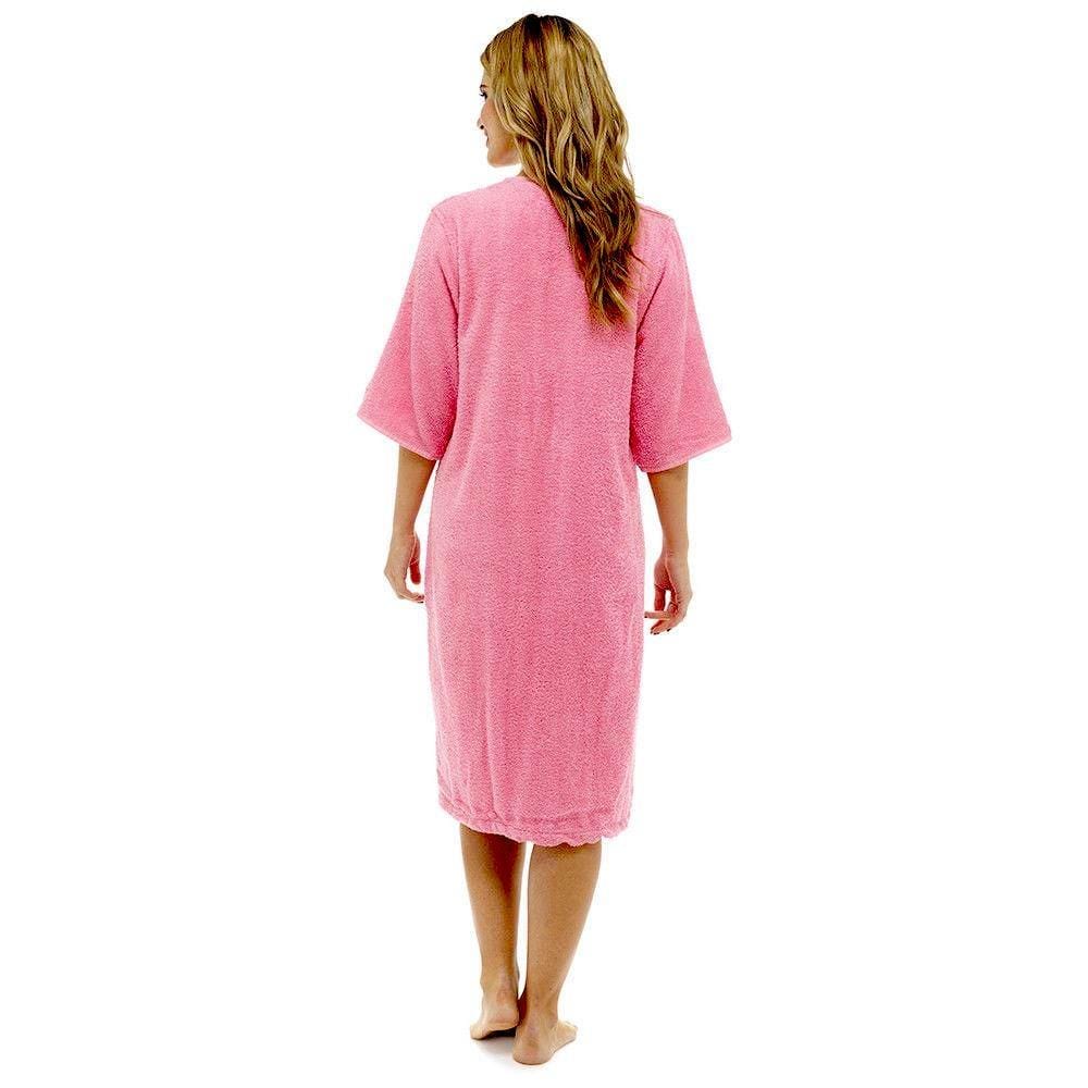 OLIVIA ROCCO Women's Terry Towelling Zip-Through Bathrobe 100% Cotton Ultra Absorbent Soft Fluffy Lounge Wear UK Sizes 8-22