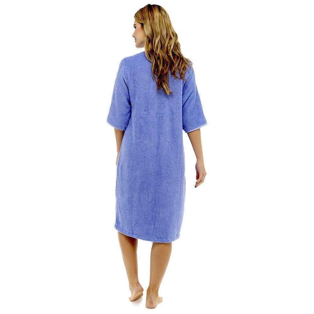 OLIVIA ROCCO Women's Terry Towelling Zip-Through Bathrobe 100% Cotton Ultra Absorbent Soft Fluffy Lounge Wear UK Sizes 8-22