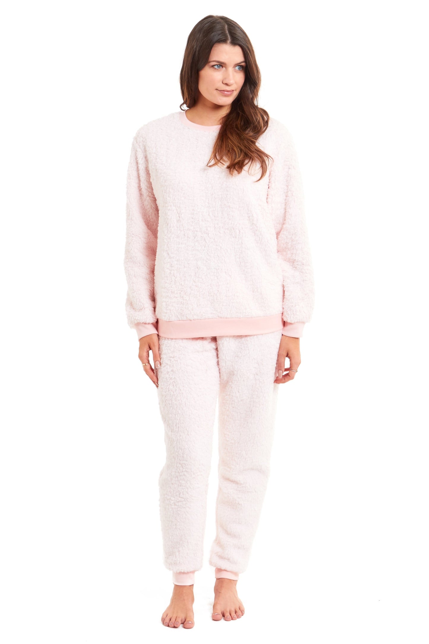 Women's Super Soft Teddy Fleece Pyjama Set Warm Cozy Stretchable Loungewear Crew Neck Nightwear Perfect for Relaxation and Sleep by Daisy Dreamer