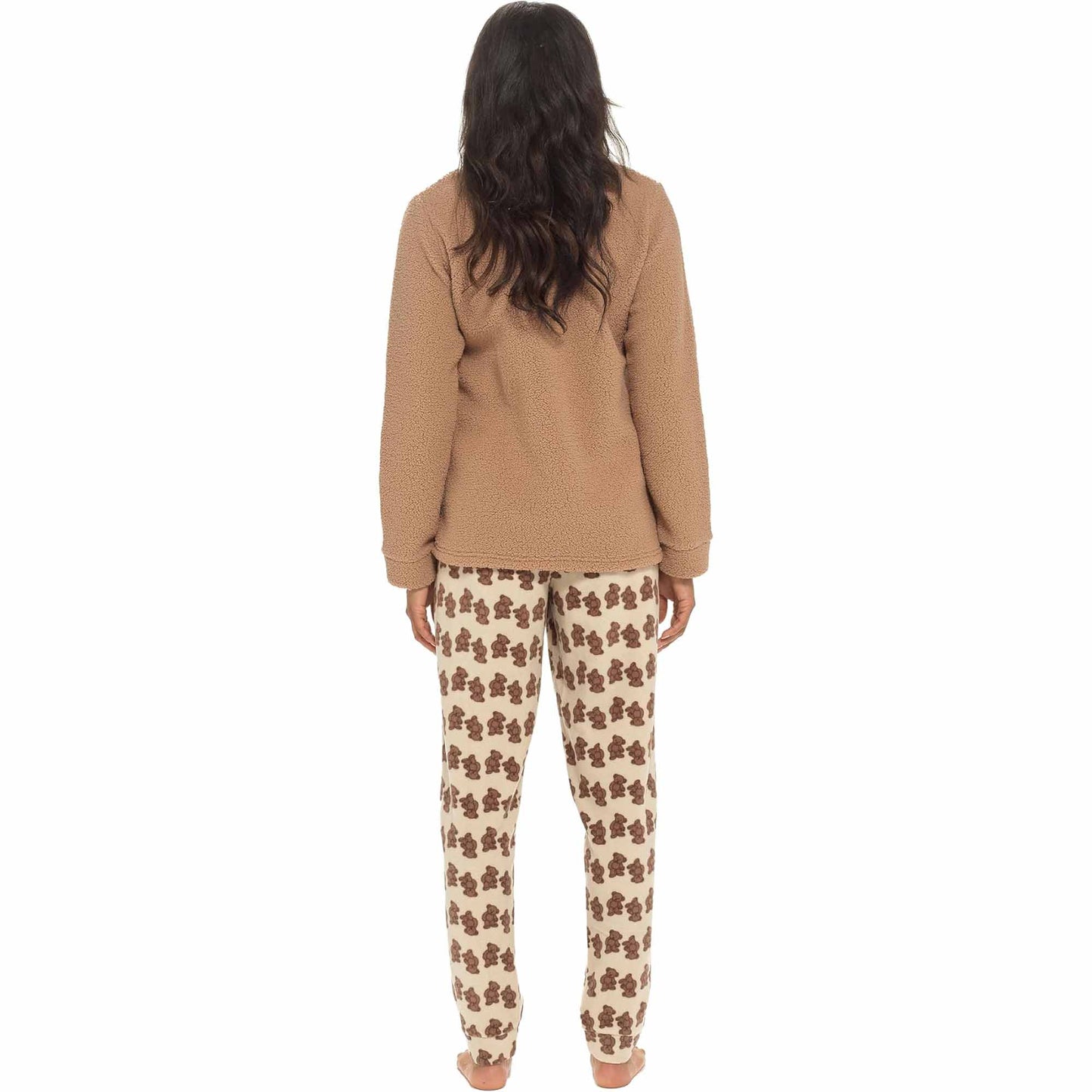 Women's Teddy Bear Warm Soft Fleece Pyjama Set Cozy Loungewear PJs by Daisy Dreamer