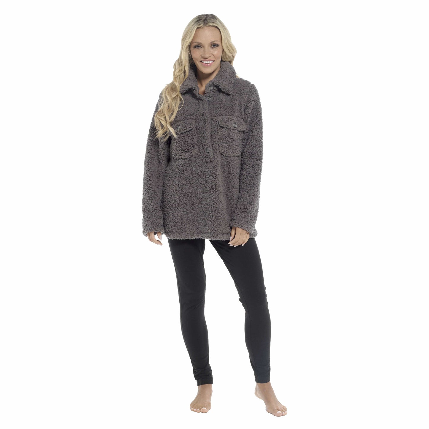 Women's Ultra-Soft Sherpa Lounge Set Long Sleeve Top and Leggings with Double Pockets Cozy Pajamas for Chilly Days Multiple Sizes Daisy Dreamer