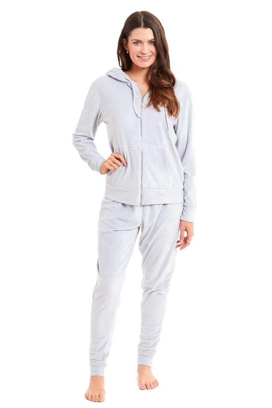Women’s Velour Fleece Hooded Zip Track Suit Velvet Loungewear Set with Elastic Waistband Comfortable All-Day Wear Multiple Styles and Sizes by Daisy Dreamer