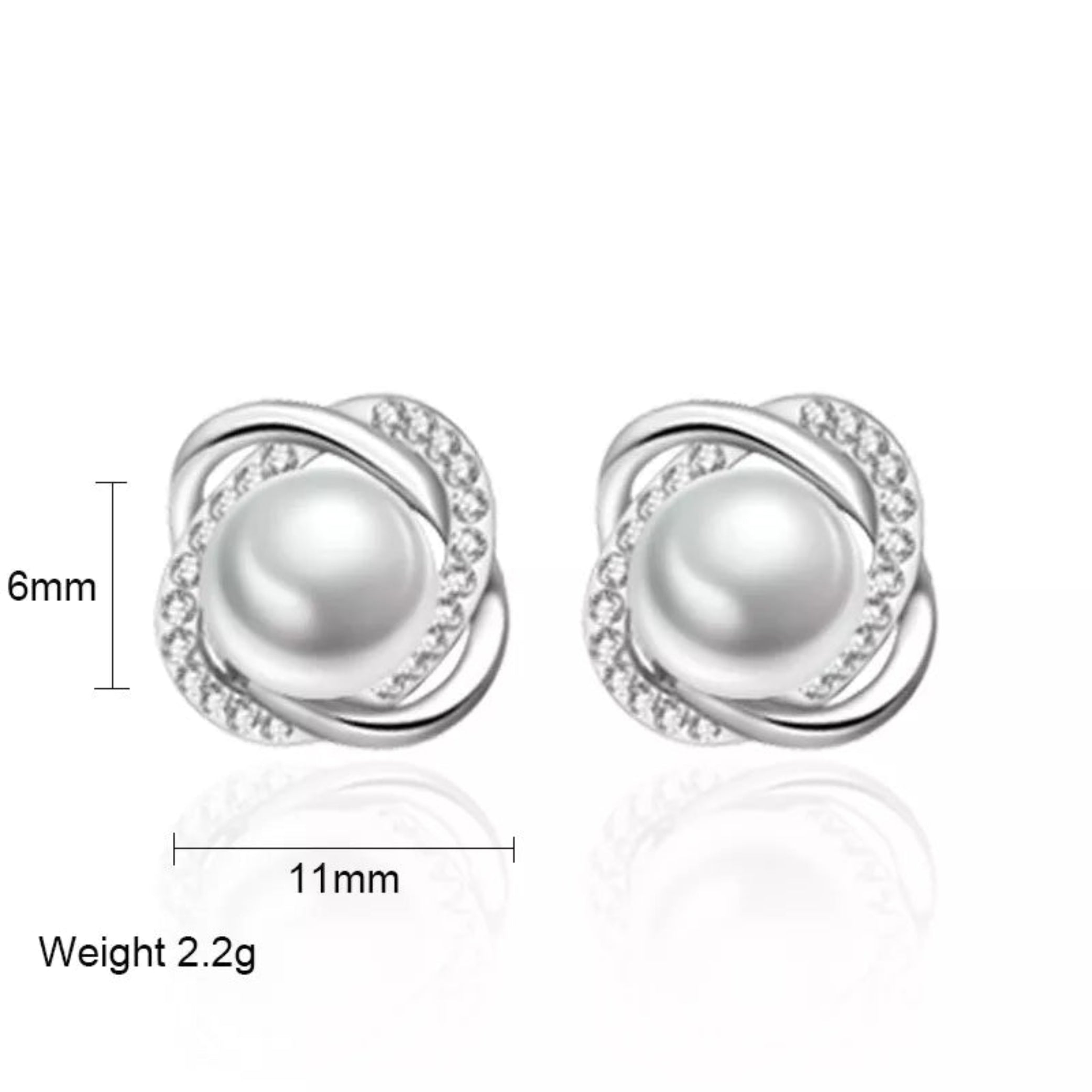 Women’s Silver Pearl & Crystal Earrings – Elegant Dangle Jewelry, Perfect Gift for Her