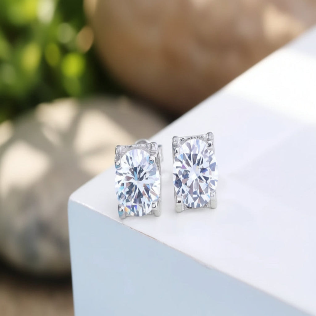 Women’s Solid Silver Modern Earrings – Sleek Minimalist Jewelry, Elegant Gift for Her